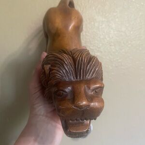 Handcrafted Wooden Lion Wall Decor perfec condition